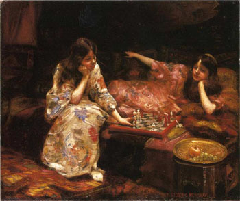 Repose a Game of Chess - Henry Siddons Mowbray reproduction oil painting