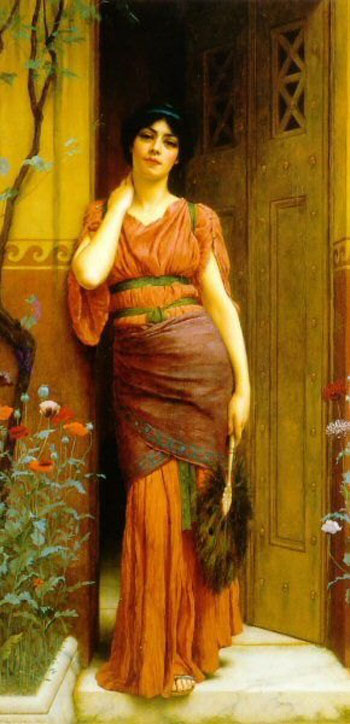 At the Garden Door - John William Godward reproduction oil painting