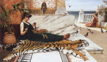 Sewing Girl - John William Godward reproduction oil painting