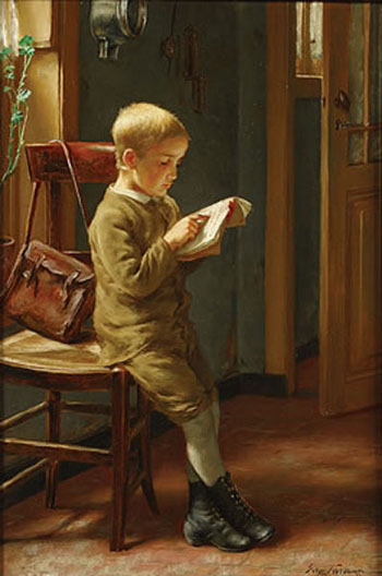 Child Reading - Edgard Farasyn reproduction oil painting