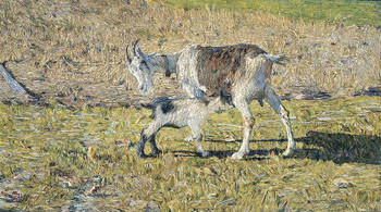 Goat with Offspring 1890 - Giovanni Segantini reproduction oil painting