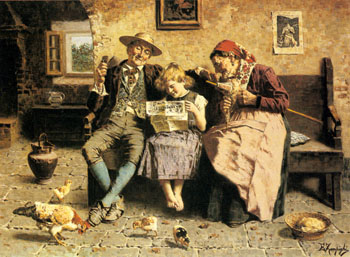 Reading The News - Eugenio Zampighi reproduction oil painting