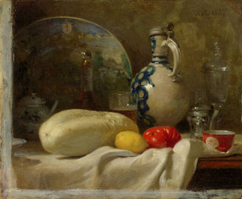 Still Life with a Cucumber and a Pitcher 1847 - Adolf Felix Cals reproduction oil painting