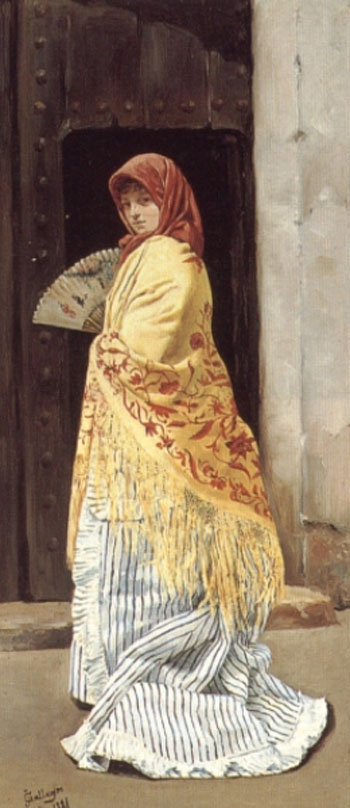 The Yellow Shawl 1881 - Jose Gallegos y Arnosa reproduction oil painting