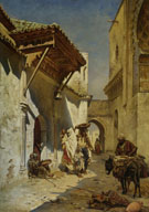 A Street Scene 1888 - Rudolph Gustav Muller reproduction oil painting