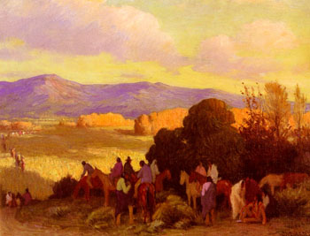 Rabbit Hunt Taos Valley - Joseph Henry Sharp reproduction oil painting