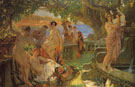 Nymphs Eating Fruits and Making Music on a Balcony in an Arcadian Landscape - Paul Jean Gervais