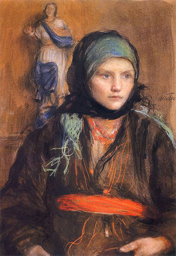 Portret Dziewczynki 1900 - Teodor Axentowicz reproduction oil painting