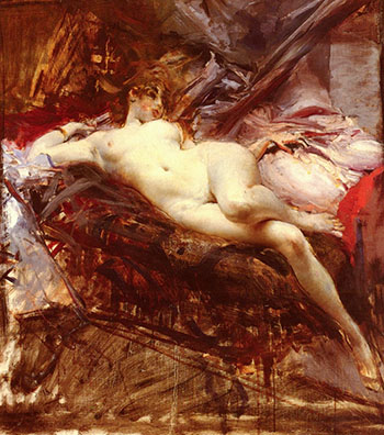 Reclining Nude III - Giovanni Boldini reproduction oil painting