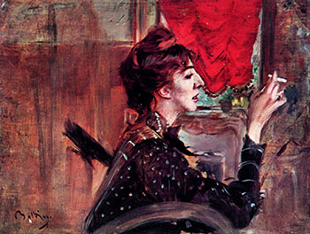 The Red Curtain - Giovanni Boldini reproduction oil painting