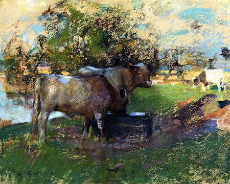 Pastureland Drawing 1890 - James Guthrie reproduction oil painting